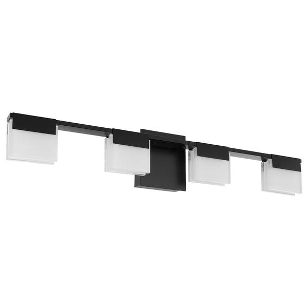 Eglo 4 Lights Led Bath / Vanity Light W/ Matte Black Finish & Frosted Glass 203964A